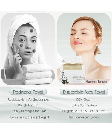 WOWOTEX Bamboo Disposable Face Towel 60 Count - Biodegradable, Extra Thick & Soft Dry Wipes for Sensitive Skin - Makeup Removal, Facial Cleansing, Nursing - Travel Friendly - Natural Color - Buy Online on GoSupps.com