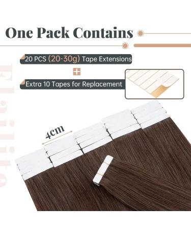 Elailite Tape Extensions - Invisible Real Human Hair - 20pcs 60cm #04 Mittel Braun - Premium Quality Hair Extensions for Seamless Volume - Buy Online on GoSupps.com