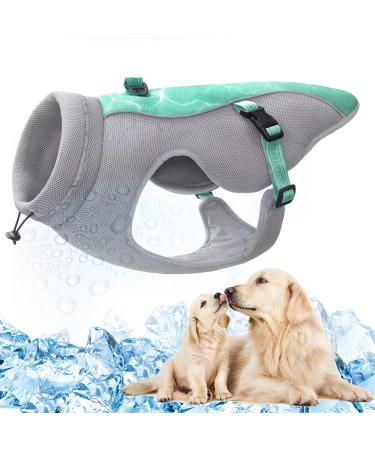 Summer dog cooling vest dishes breathable mesh dog cool jacket cool comfortable dog coat adjustable with reflective stripes for small medium large dogs outdoors hike climbing xl green