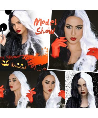 Buy Porsmeer Half Black Half White Curly Wig - Heat-Resistant Synthetic Costume Wig for Women & Girls - Perfect for Halloween - Buy Online on GoSupps.com