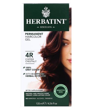 Herbatint Permanent Haircolor Gel  4R Copper Chestnut  Alcohol Free  Vegan  100% Grey Coverage - 4.56 oz 4R Copper Chestnut 4.56 Fl Oz (Pack of 1)