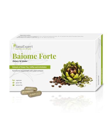 SanaExpert Baiome Forte Natural Fat Binder Green Coffee Green Tea Prickly Pear and Artichoke Extracts 60 Capsules
