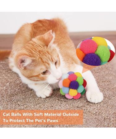 Cat Toys Ball Woolen Yarn Bell Fuzzy Interactive Chew Toy for Indoor Cats & Kittens - 6 Pack - Buy Online on GoSupps.com