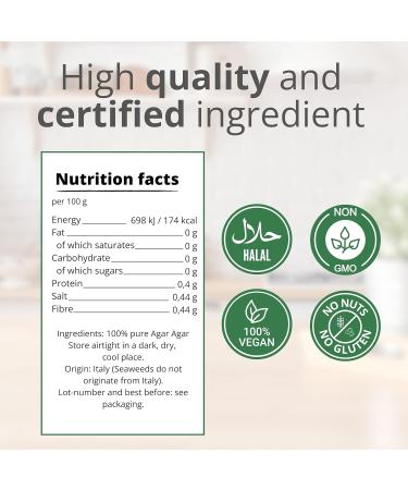 Easy Yummy Agar Agar Powder (100g) - 100% Halal Vegan Gelatin for Delicious Desserts - Buy Online on GoSupps.com