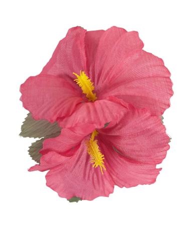 Widmann 1844P - Hair clip with 2 pink hibiscus flowers hair clip hair accessory theme party Hawaii carnival