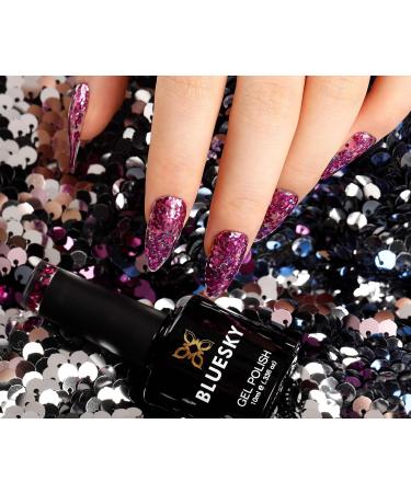 Bluesky Gel Nail Polish Rio De Janerio SUM1917 Glitter 10 ml Pink Purple Long Lasting Chip Resistant 10 ml (Requires Drying Under UV LED Lamp) - Buy Online on GoSupps.com