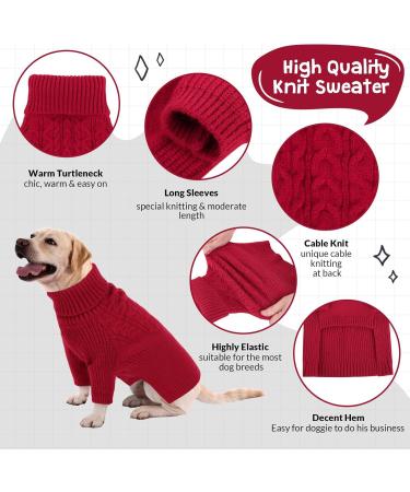 Classic Knitted Dog Sweater with Turtleneck | Cit toile Soft & Warm Cold Weather Vests for Small & Medium Dogs - XS X-Small Red - Buy Online on GoSupps.com