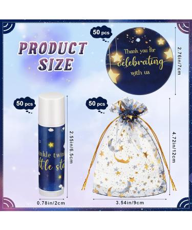 Fumete 50 Sets Baby Shower Lip Balm Favors - Moon & Star Designs with Thank You Tags & Organza Bags for Weddings Birthdays & Parties - Buy Online on GoSupps.com