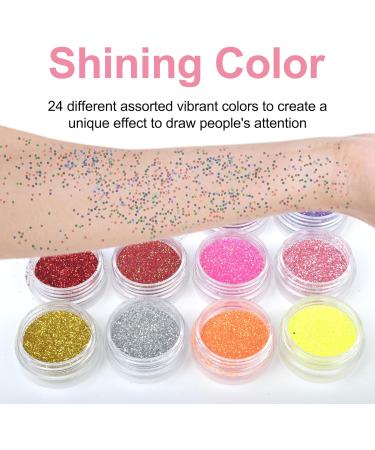 Face Glitter 24 Color Festival Glitter Biodegradable Glitter Extra Fine Glitter for Hair Body Nail Eye Cosmetic Glitter for Wax Melts Pride Makeup Art Nail Crafting Party Colour 4 - Buy Online on GoSupps.com
