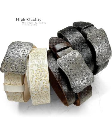 Western Floral Engraved Genuine Leather Belt - 1-1/2 Wide - Made in USA (Black) - Buy Online on GoSupps.com