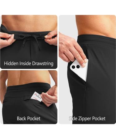 Pudolla Men's Golf Pants - Slim Fit Stretch Sweatpants with Zipper Pockets, Black, Medium - Buy Online on GoSupps.com