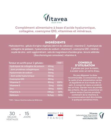 Vitavea - Anti Age/Rides Expert Ultra Liftant - Compl ment Alimentaire Eclat Fermet - Acide Hyaluronique Collag ne Coenzyme Q10 Zinc - 30 g lules - Cure de 15 jours - Fabriqu en France Format 30 g lules - Buy Online on GoSupps.com