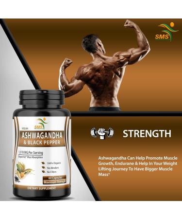 Ashwagandha Capsules with Black Pepper Extra Strength Natural Energy and Mood Support Focus and Stress Support Supplement 60 Capsules - Buy Online on GoSupps.com