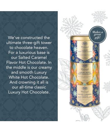 Whittard of Chelsea | Three Gift Hot Chocolate Tower Stacking Tin | Gift Set For Men & Women | Luxury White & Salted Caramel Flavoured Hot Chocolates | 3 x 100g Tins - Buy Online on GoSupps.com