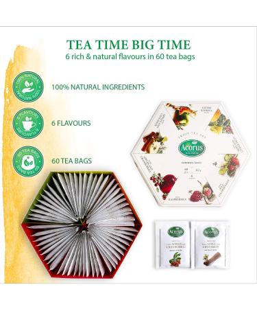 Acorus Summer Taste Tea Set | Natural Fruit Tea Gift Set | 6 Flavors | 60 Tea Bags | Premium Tea Range | International Shipping Available - Buy Online on GoSupps.com