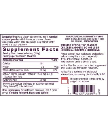 ReserveAge Freshwater Collagen Powder with Hyaluronic Acid & Vitamin C - Lemon Flavor (3.03 oz) - Buy Online on GoSupps.com