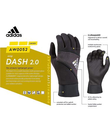 adidas Winter Performance Dash Gloves - Medium/Large Dash 2.0 (Black/White) | Multiple Touchscreen Conductivity Points - Buy Online on GoSupps.com