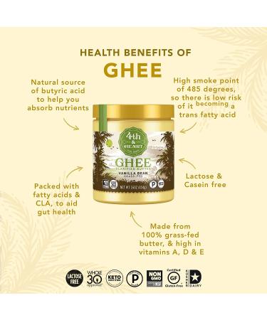 4th & Heart Vanilla Bean Ghee - Grass-Fed Clarified Butter 16 oz | Natural & Delicious - Buy Online on GoSupps.com
