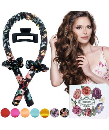 Kaition Lockenwickler curls without heat Heatless Curlin Band for dreamlike curls overnight non-slip silk hair curlers DIY hairstyle set for long hair (floral black) - Buy Online on GoSupps.com