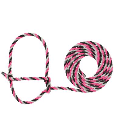 Weaver Leather Livestock Cattle Rope Halter, Pink/Black/Gray, 7'
