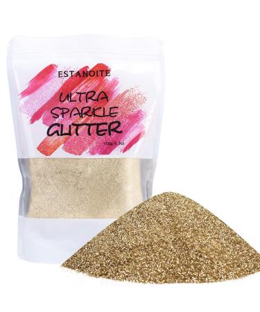 Metallic Fine Glitter, 150g Multipurpose Extra Fine Craft Glitter for Resin Arts and Crafts, Body Nail Art Eye Face Hair, Holographic Glitter for Epoxy Tumbler, Slime Making (Light Gold)