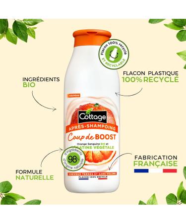 COTTAGE - Boost Conditioner with Plant Keratin and Organic Blood Orange - 98% ingredients of natural origin - Dull and limp hair - 100% recycled bottle - 250ml - Buy Online on GoSupps.com