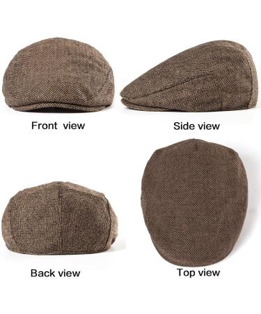 2Pack Adjustable Newsboy Hats for Men - Black/Brown Tweed Ivy Caps - Large/X-Large - Buy Online on GoSupps.com