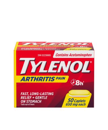 Tylenol Arthritis Pain Acetaminophen 650 mg Caplets Fast & Long Lasting Arthritis Muscle & Joint Pain Relief 50 Caplets 50 Count (Pack of 1) Acetaminophen