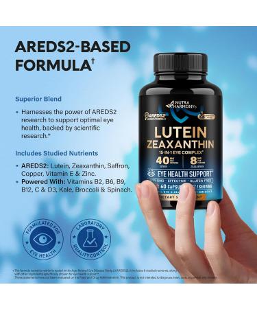 Eye Vitamins - Lutein and Zeaxanthin Supplements - AREDS2 Based Supplement for Seniors & Adults - Eye Health & Vision Support - Saffron Zinc Vitamins Copper Super Greens - Made in USA 60 Capsules - Buy Online on GoSupps.com