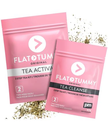 Flat Tummy Tea (2-Week 2-Tea Program) - Detox Tea - Herbal Tea ft. Senna Lemon Balm Green Tea Extract Dandelion Root - Occasional Bloating Relief Women