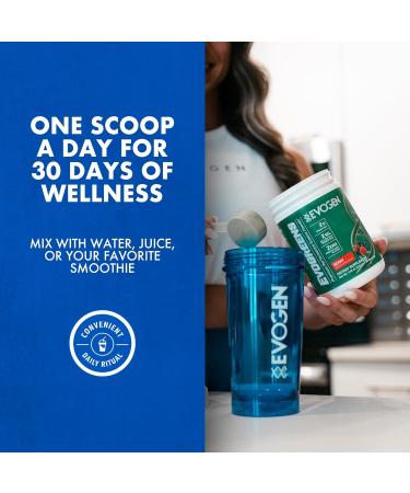 Evogen Evogreens - Super Greens Powder | Promotes Recovery Wellness & Immune Health | Greens Superfood Powder with Spirulina Probiotics Pomanox Pomegranate Extract | Berry | 30 Servings - Buy Online on GoSupps.com
