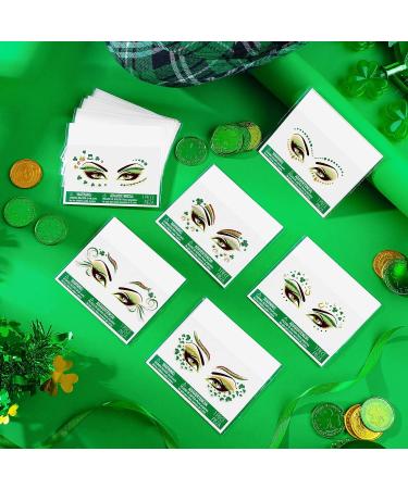 117 Pcs St. Patrick's Day Glitter Face Tattoos - Shamrock Clover Temporary Jewelry Stickers for Party Accessory - 33 Sheets - Buy Online on GoSupps.com