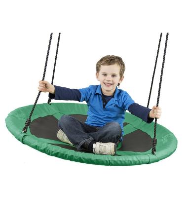 Flying Squirrel Giant Rope Swing - 40" Saucer Tree Swing- Additions & Replacements for Active Outdoor Play Equipment - Green