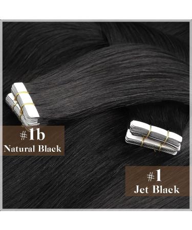 Sunny Jet Black Tape in Hair Extensions - 20pcs, 50g, 22 Inch, Real Human Hair for Black Women - Buy Online on GoSupps.com