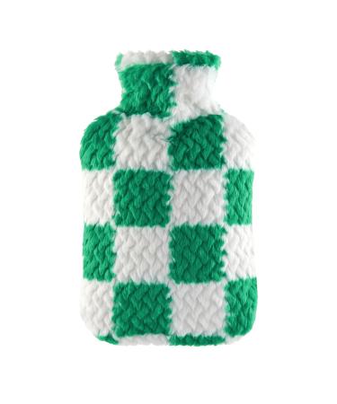 SAMPLY hot water bottle with soft cover 2L - heat bottle large 2 liters fluffy - bed bottle for children and adults - warm bottle with fluffy reference - gifts for women (green) green white - Buy Online on GoSupps.com