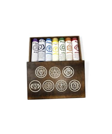 Vrinda 7 Chakra Scented Candle 7" - Aromatherapy Candle Set for Meditation Yoga and Relaxation - Hand-Poured Scented Candles with Natural Essential Oils (Multi-Colored)