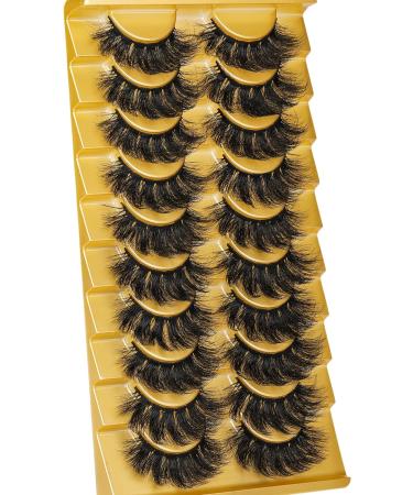 False Eyelashes Fluffy Natural Look 8D 20 mm Long C Curl Strip Eye Lashes Pack 10 Pairs Full Reusable Fake Eyelashes That Look Like Extensions by Goddvenus A-full - Buy Online on GoSupps.com