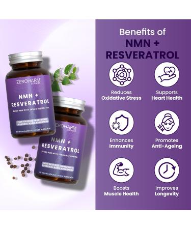 ZEROHARM NMN avec resv ratrol Absorption liposomale base d'ingr dients alimentaires naturels 60 comprim s (1 paquet) - Buy Online on GoSupps.com