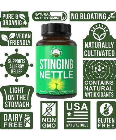 Stinging Nettle Leaf Capsules for Prostate, Hair Growth & Allergy Relief - 60 Plant Based Pills - Buy Online on GoSupps.com