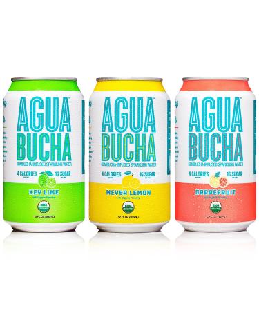 Mother Kombucha Agua Bucha | Kombucha Powered Sparkling Water | Variety Pack | Light & Delicious | Vitamin Rich & Only 4 Calories | USDA Organic | No Artificial Ingredients | B12 |12 fl Oz (12 pack) Variety Pack 1 Count (Pack of 12)