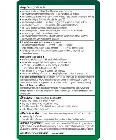 Excedrin Migraine Relief Caplets to Alleviate Migraine Symptoms - 200 Count Migrane Relief - 200 Count - Buy Online on GoSupps.com