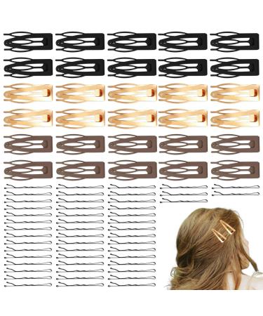 Double Grip Hair Clips 30Pcs Snap Hair Clips and 50Pcs Hair Pins 3 Colors Metal Hair Clips Snap Bobby Pins Hair Barrettes Hair Pin for Hair Styling Accessories for Women