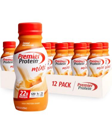 Premier Protein Shake MINIs Vanilla & Caramel Flavors, 22g Protein, 120 Calories, 1g Sugar, 8.75fl oz, Packs of 12 - Buy Online on GoSupps.com