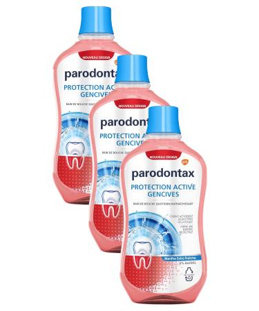 Parodontax Bain de Bouche Quotidien Protection Active Pour Les Gencives et Des Dents Saines Extra Fraiche Sans Alcool 500 ml (Lot de 3)