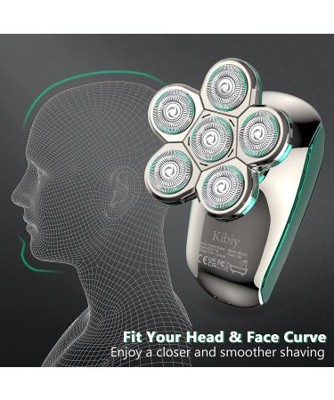 Kibiy 5-in-1 Cordless Head Shaver for Men - IPX7 Waterproof Electric Razor & Grooming Kit with Nose Trimmer - Green - Buy Online on GoSupps.com