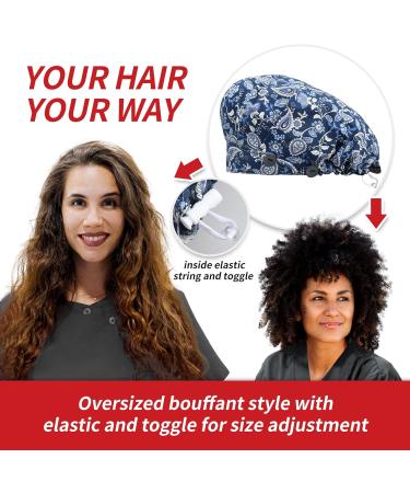 ABAMERICA Navy Feather Bouffant Cap with Button and Sweatband - Adjustable Working Hat | Unisex One Size | Single Layer - Buy Online on GoSupps.com