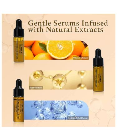 ZAHRA Trio Face Serum Travel Pack - Hyaluronic Acid Vitamin C & Retinol for Anti-Aging Dark Spots & Wrinkles (3 Vials) | International Shipping - Buy Online on GoSupps.com