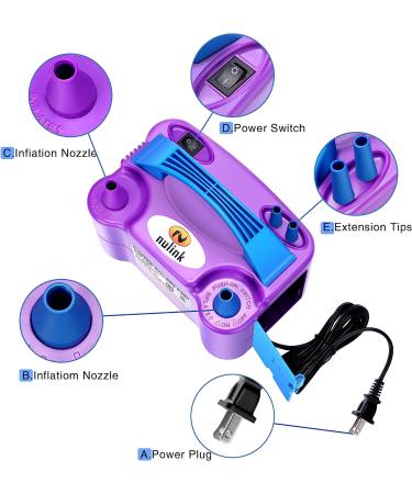 NuLink Electric Portable Dual Nozzle Balloon Inflator Pump 600W - Purple Party Decoration Tool - Buy Online on GoSupps.com