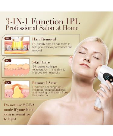 Laser Hair Removal Device | Upgraded 999,999 Flashes IPL Permanent Hair Removal | 3-in-1 at-Home Hair Removal for Women & Men | 9 Levels Adjustable | Face, Body, Bikini Line - Buy Online on GoSupps.com