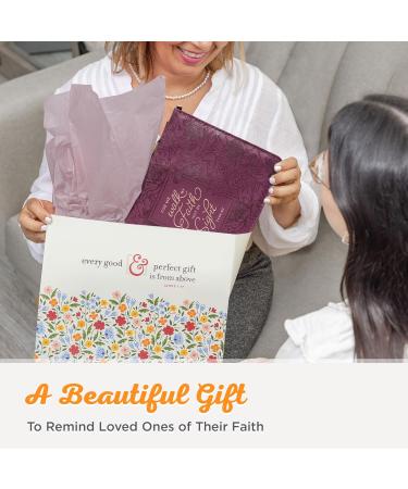 Christian Art Gifts Bible Cover for Women - Walk by Faith 2 Corinthians 5:7 Synthetic Leather Zip Closure Medium Chestnut Brown - Buy Online on GoSupps.com